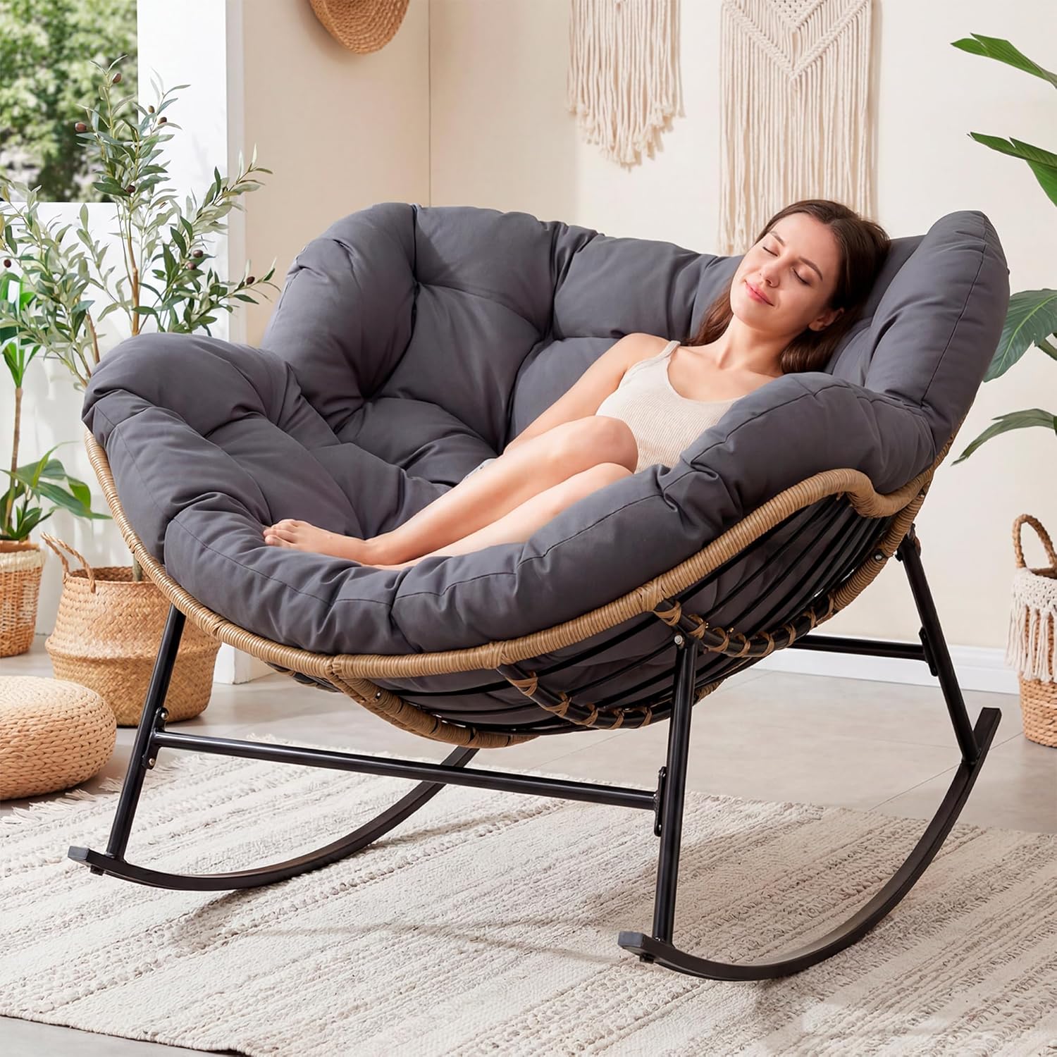 Nordijska Ljuljaška Fotelja za Baštu – XXL Luksuzna Fotelja za Dvorište i Terasu