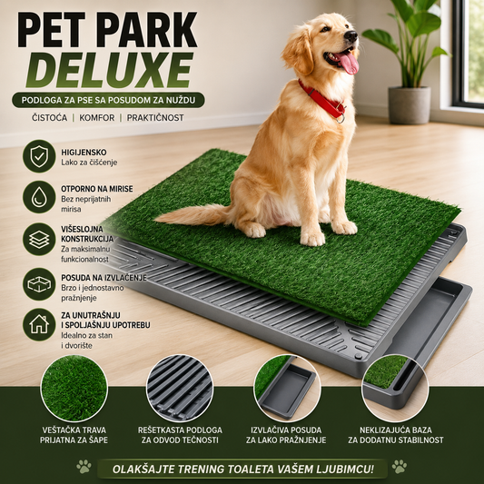 PET PARK DELUXE – Unutrašnji i Spoljašnji Toalet za Pse sa Sistemom za Sakupljanje Otpada