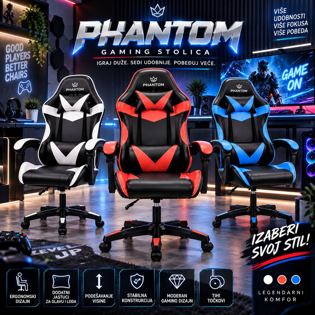 PHANTOM Gaming Stolica – Gejmerska Stolica za PC i Igranje