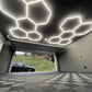 Plafonska LED Hexagonalna Rasveta 168W | Saćasti Sistem Osvetljenja za Garažu i Auto Detailing
