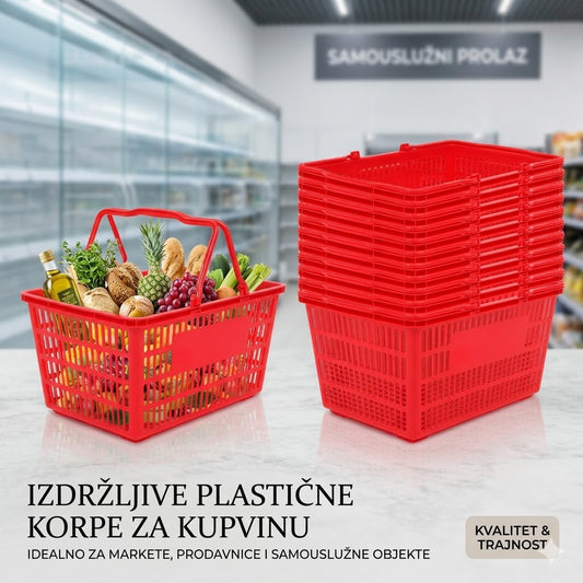 Plastične Korpe za Kupovinu – Izdržljive Korpe za Market, Prodavnicu i Samouslužne Objekte