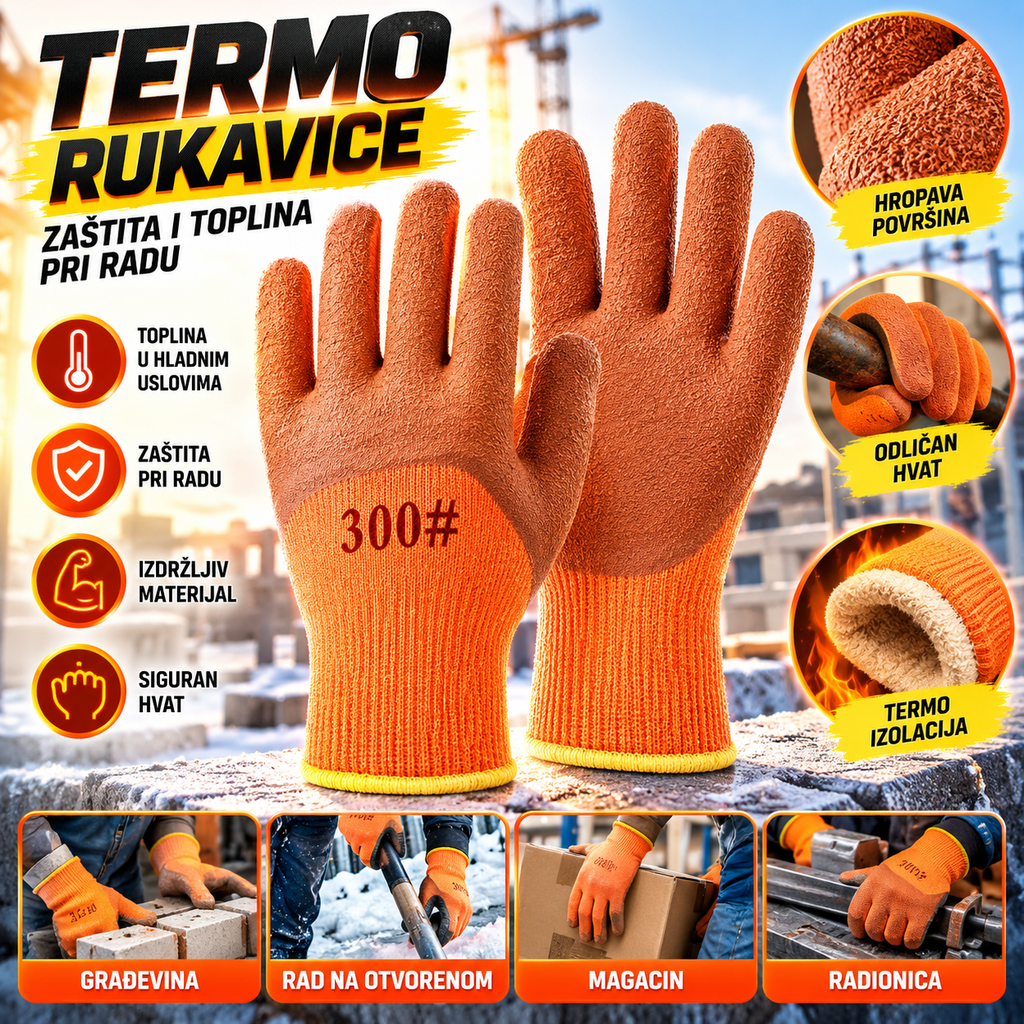 Radne Termo Rukavice – Zaštitne Rukavice za Rad 12 Pari