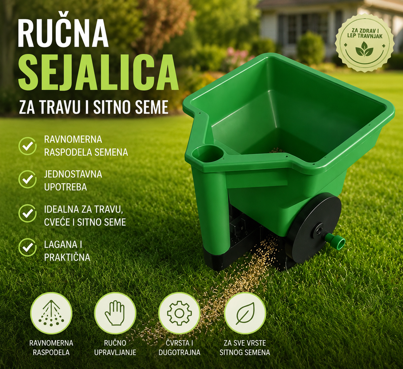 Ručna Sejalica za Travu i Sitno Seme – Precizna Rasipačica za Travnjak
