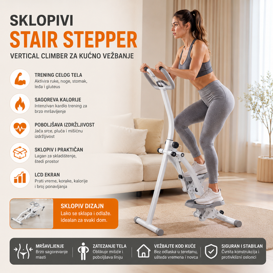 Profesionalni Vertical Climber Stepper – Sprava za Kućno Vežbanje, Sagorevanje Masti i Full Body Trening