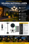 Solarna Baštenska LED Lampa sa 5 Glava i Daljinskim – Snažno Spoljašnje Osvetljenje za Dvorište, Baštu i Terasu