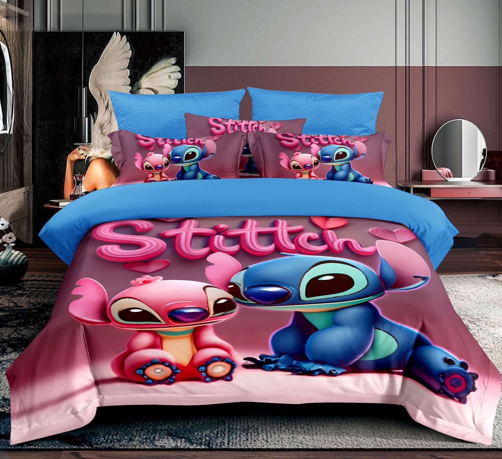 Stitch i Angel 5D Dečija Posteljina 140x200 – Premium Mekani Set za Singl Krevet