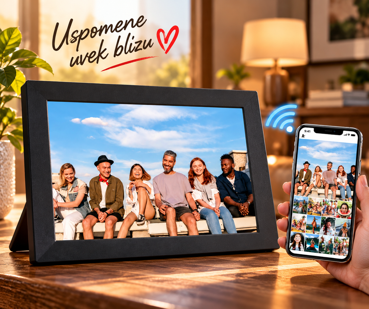 Digitalni Ram za Slike sa WiFi Povezivanjem – Frameo Smart Foto Ram za Deljenje Fotografija i Video Snimaka