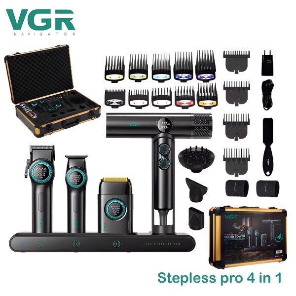 VGR Barber Kit 4u1 – Komplet za Šišanje i Brijanje
