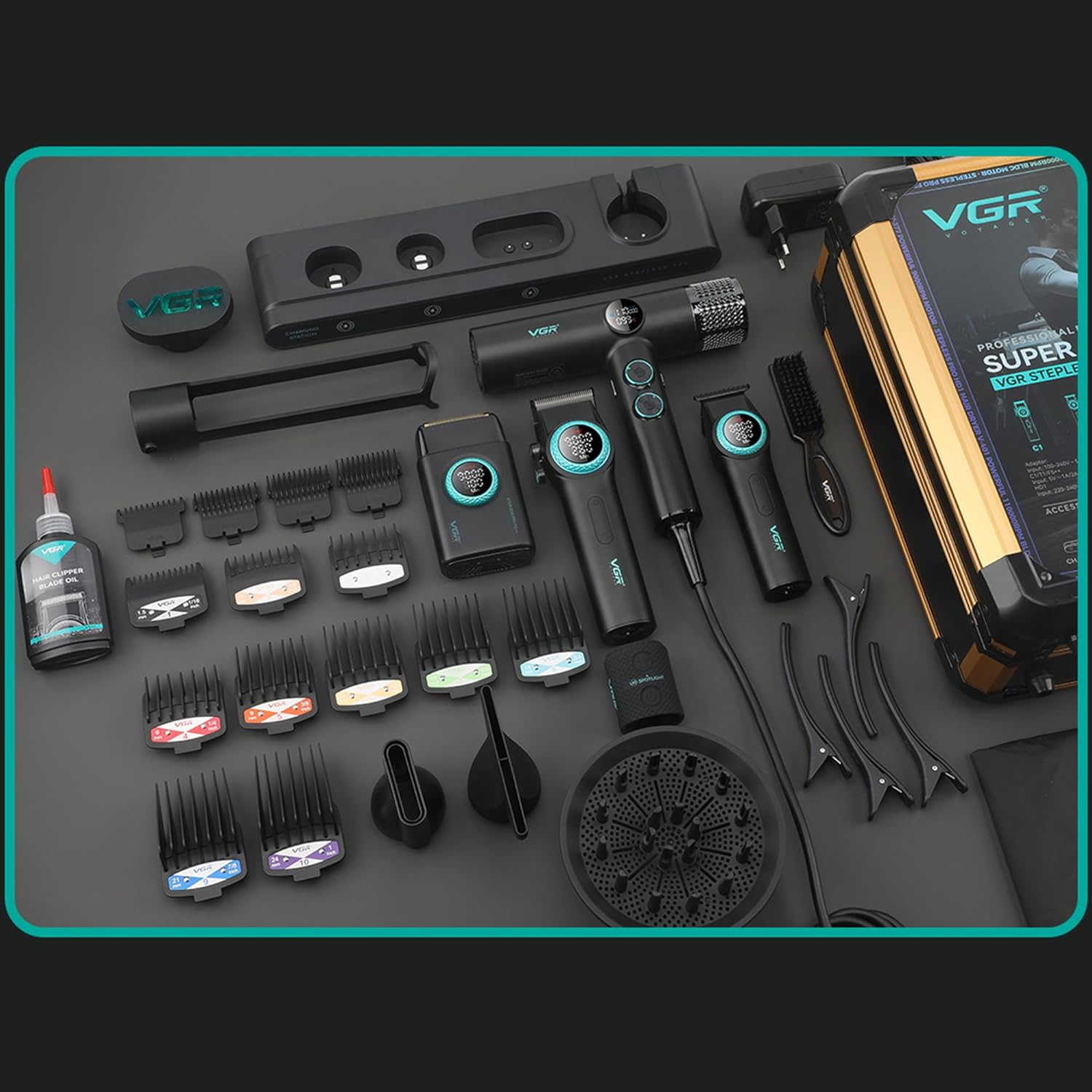 VGR Barber Kit 4u1 – Komplet za Šišanje i Brijanje