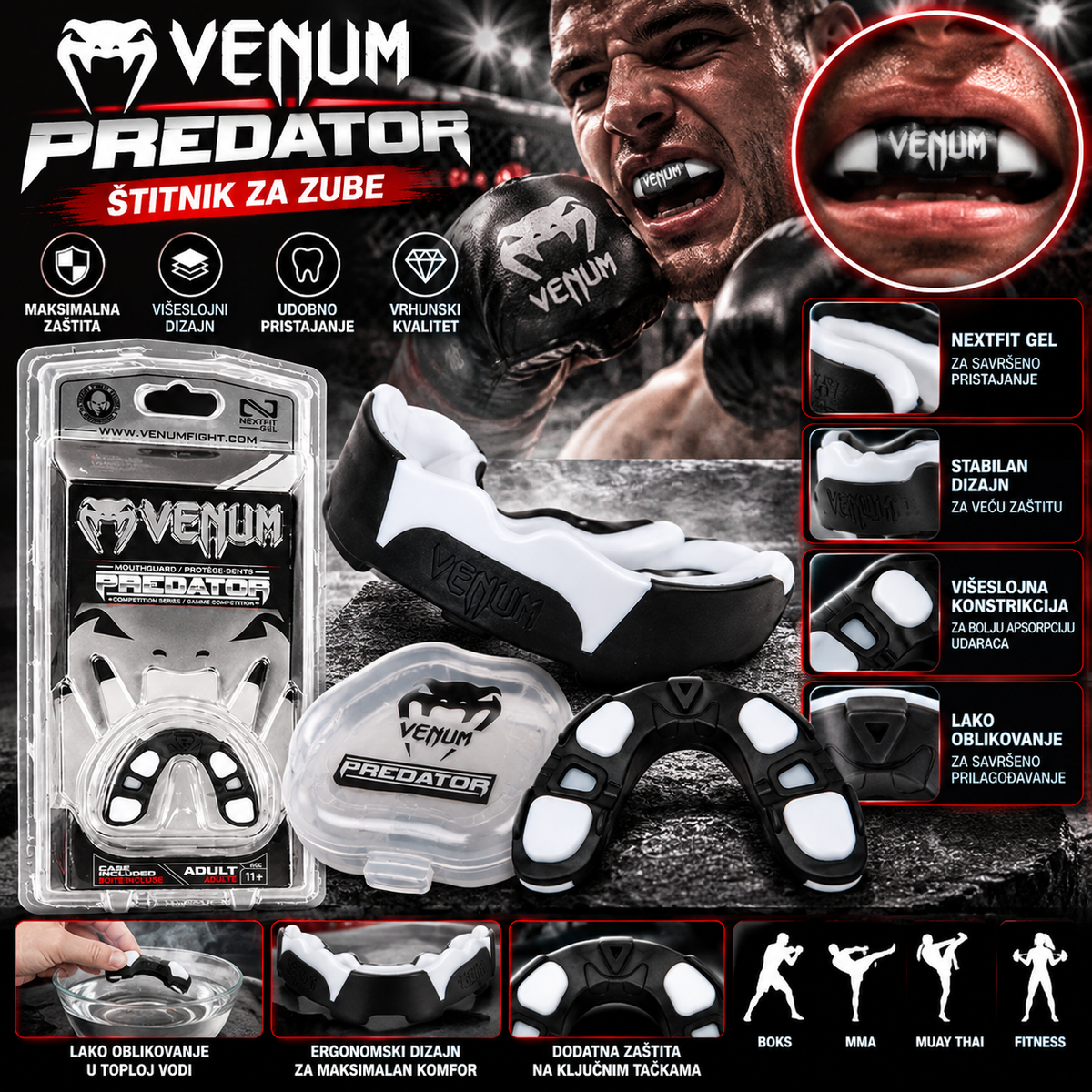 Venum Predator Štitnik za Zube – Zaštitna Guma za Boks, MMA i Borilačke Sportove