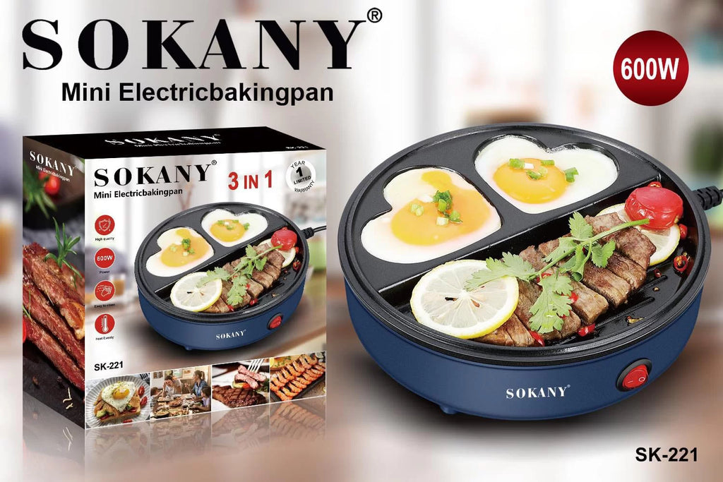 Sokany 3 u 1 mini električni gril tiganj