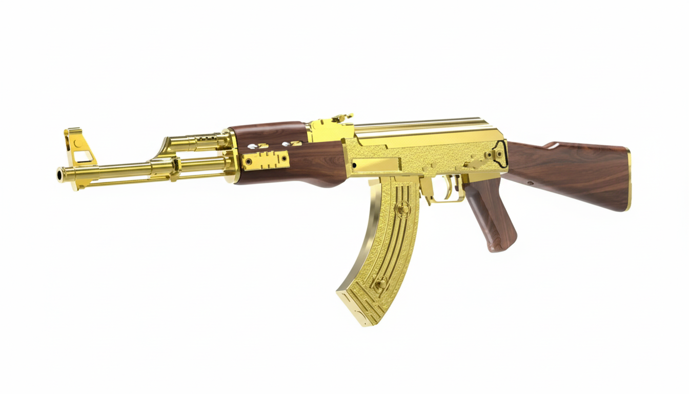 Zlatni Kalashnikov na Gel Kuglice – Dečija Puška sa Vodenim Mecima i Automatskim Pucanjem