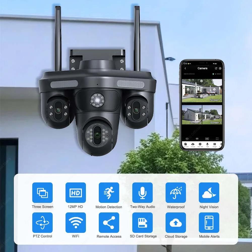6K WiFi IP Kamera sa Tri Sočiva i Tri Ekrana