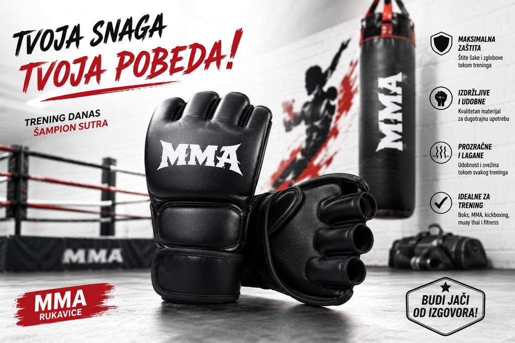 MMA Rukavice za Kik Boks, Boks i Džak – Profesionalne Poluprstne Rukavice za Trening, Sparing i Borilačke Sportove