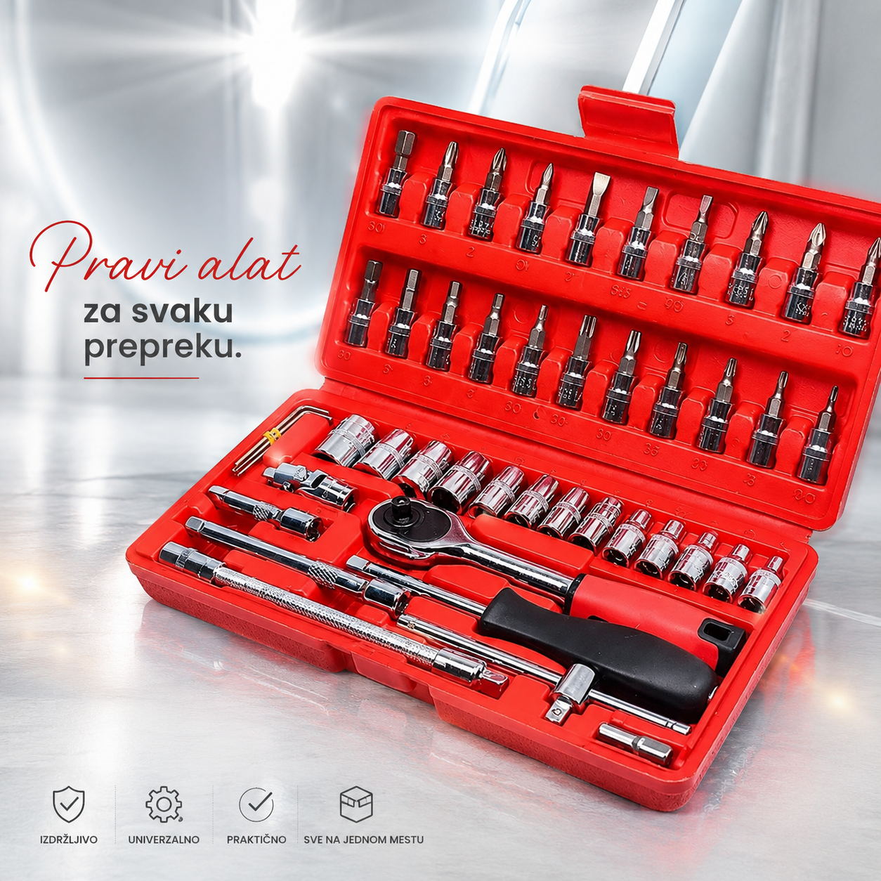 Gedora set imbusa , torexa, srafcigera od 46 delova